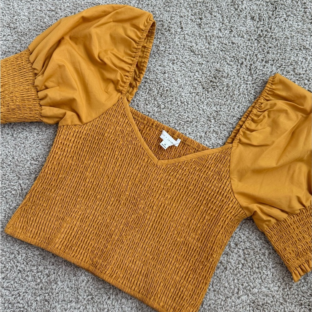 Mustard Puff Sleeve Blouse
